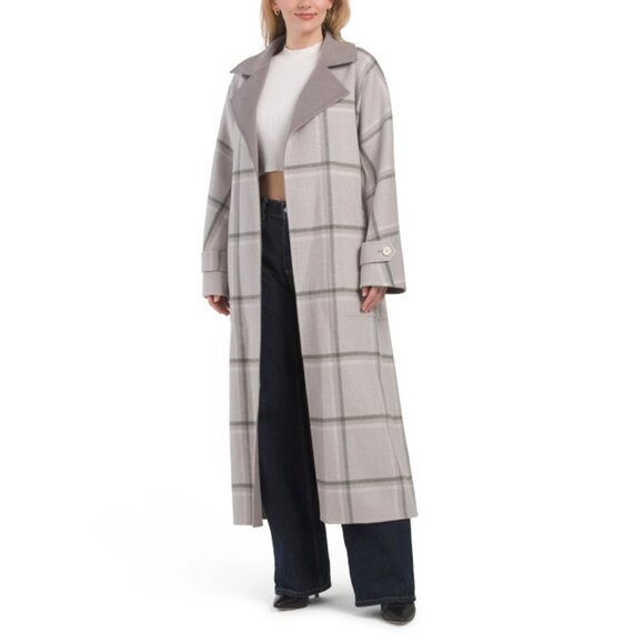 DEREK LAM 10 CROSBY Grey/Green Wool Blend Leone Reversible Double Face Coat - Picture 1 of 2